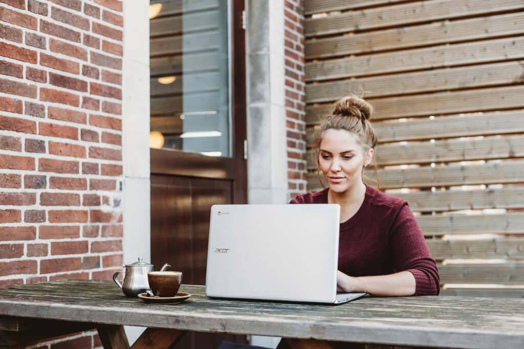 woman booking trip online