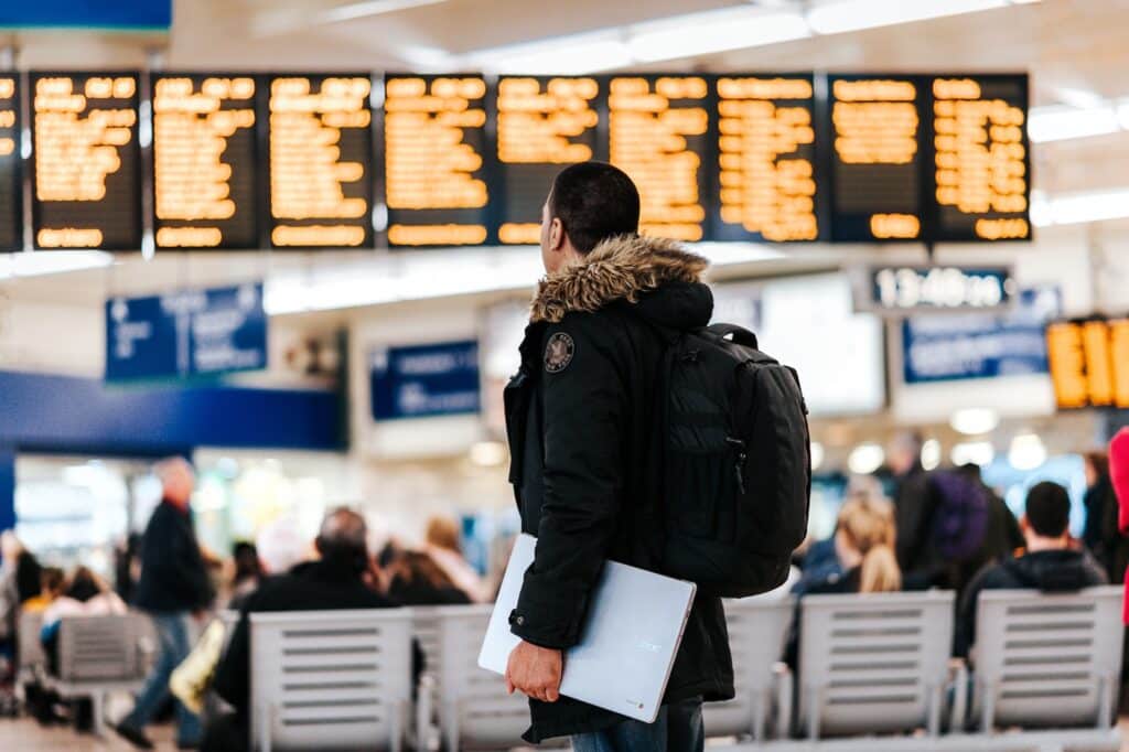 person traveling at the airport
