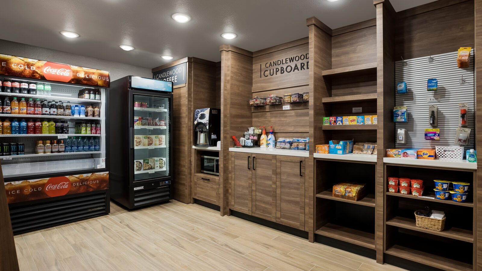 Candlewood Cupboard on-site market for snacks, drinks, and essentials